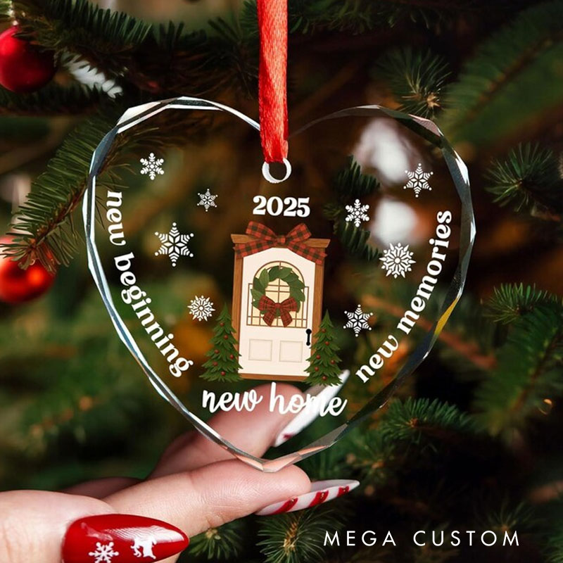 Personalized Crystal Glass Ornament Personalized New Home Ornament First Christmas At New Home Bauble 2025 New Home Christmas Ornament