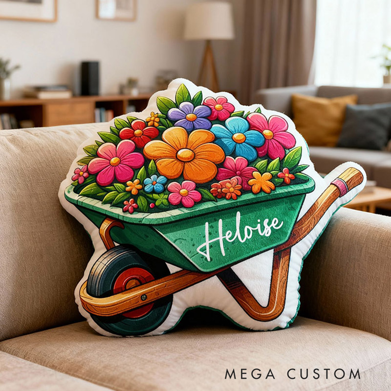 Personalized Name Pillow with Flowers Design Wonderful Gift for Kids Gardening Lovers Gift