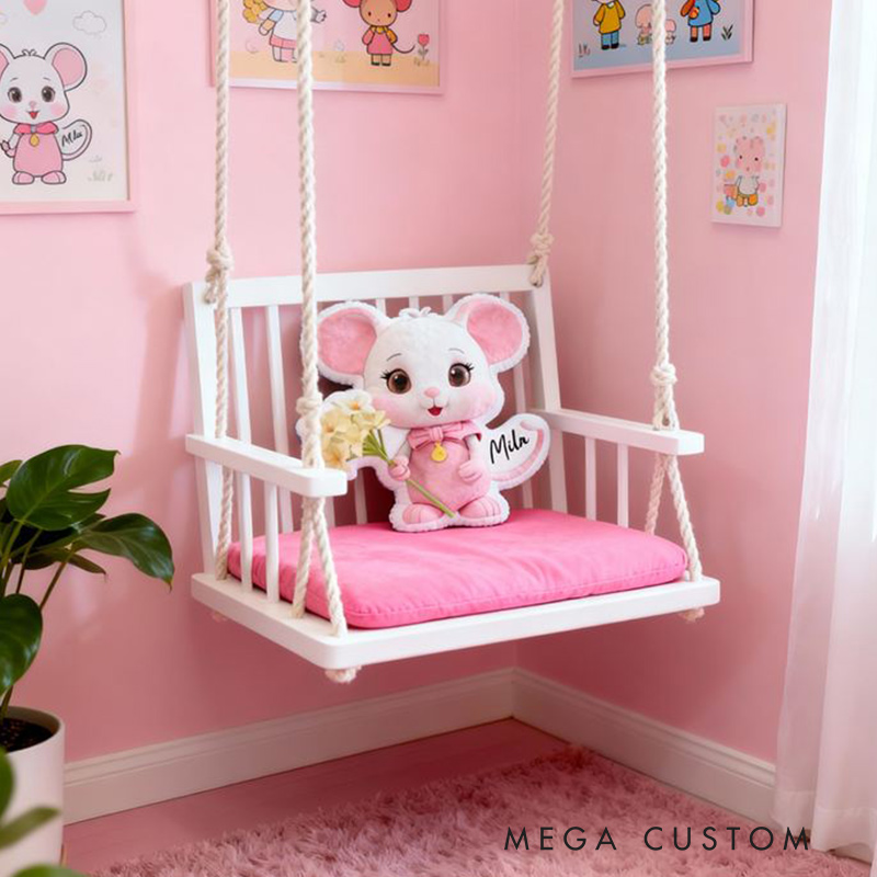 Personalized Cartoon-Shaped Pillow Cute Mouse with Flowers Design Perfect Gift for Girls