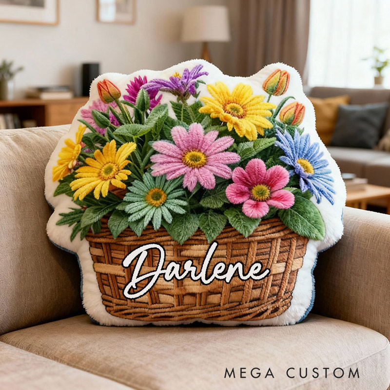 Personalized Name Pillow Flower Baskets Design Elegant Gifts for Children Gardening Lovers Gift