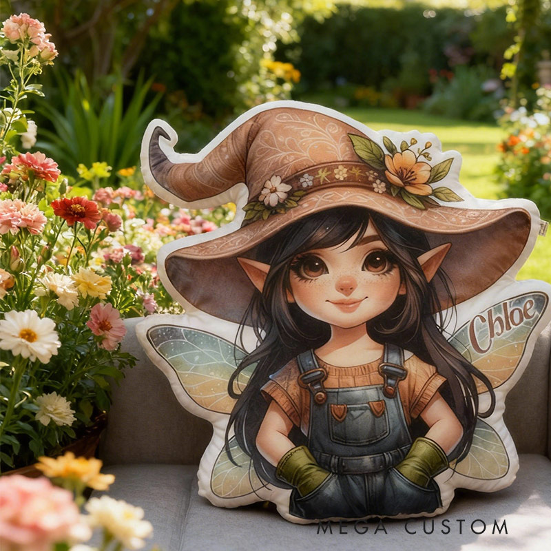 Personalized Garden Pixie Pillow with Custom Name Graphic 3D Print Pillow for Gardening Lovers