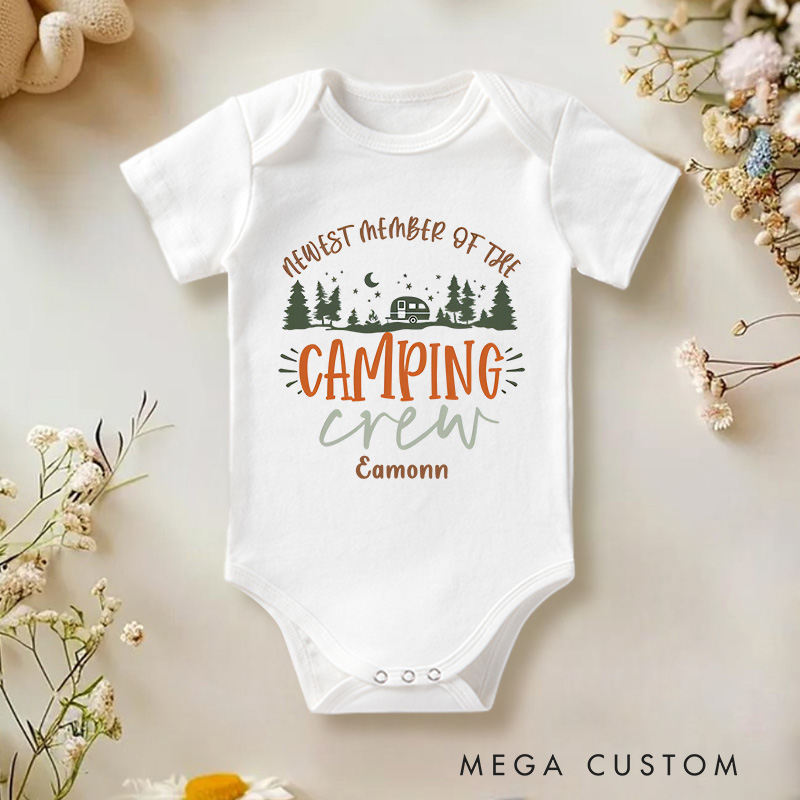 Personalized Newest Member of the Camping Crew Baby Onesie Baby Shower Gift