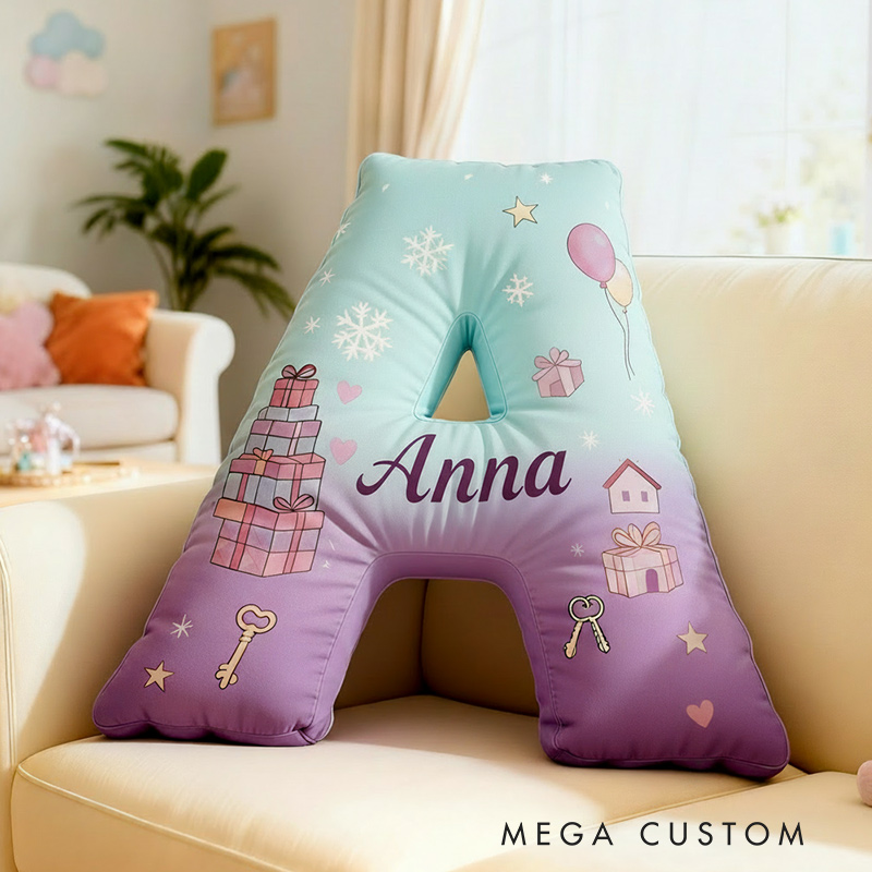 Personalized Letter Name Pillow Initial Pillow Graphic 3D Print Gift for Kids and Family Housewarming Gift 