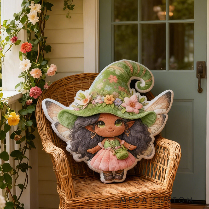 Personalized Green Enchantment Fairy Pillow with Custom Name Graphic 3D Print Pillow for Gardening Lovers