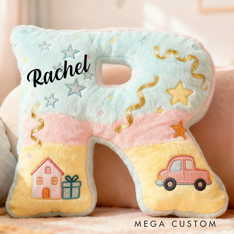 Personalized Letter Pillow Custom Pastel House And Car Design Home Decor Perfect Gift For Kids Bedrooms Graphic 3D Print New Home Gift