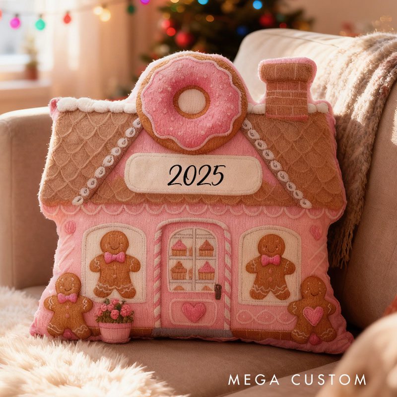 Personalized Gingerbread House Pillow Custom Festive Donut And Cookie Design Holiday Home Decor Perfect Gift For Kids Graphic 3D Print