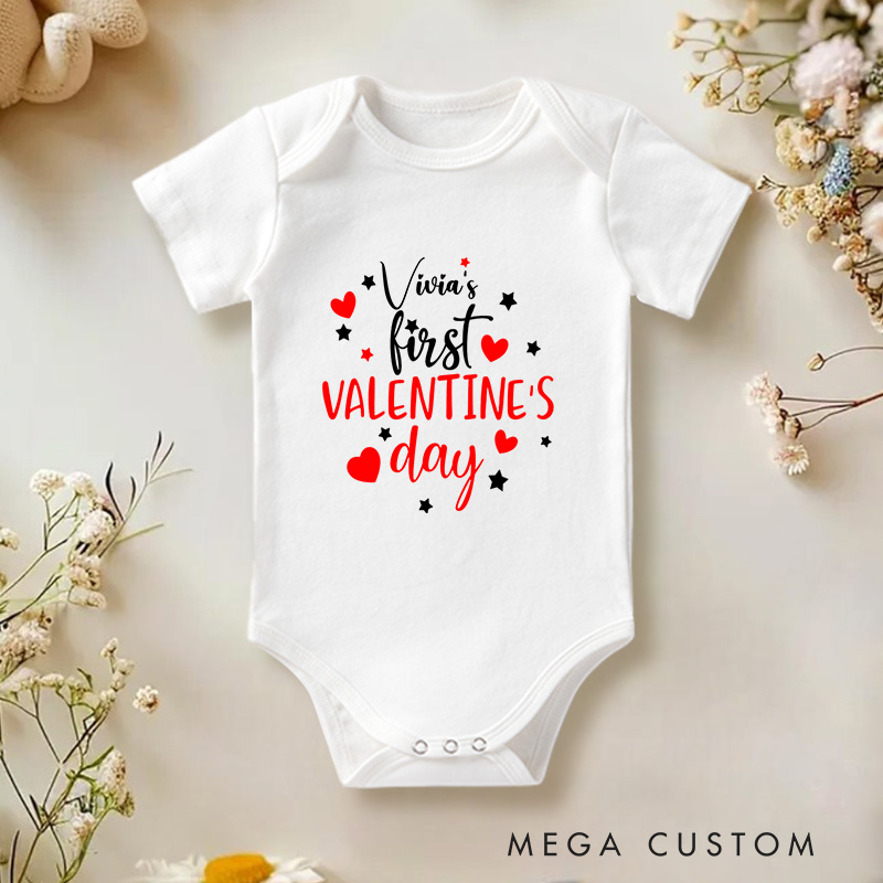 Personalized First Valentine’s Day Cute and Heartfelt Baby Valentine Celebration Baby Onesie