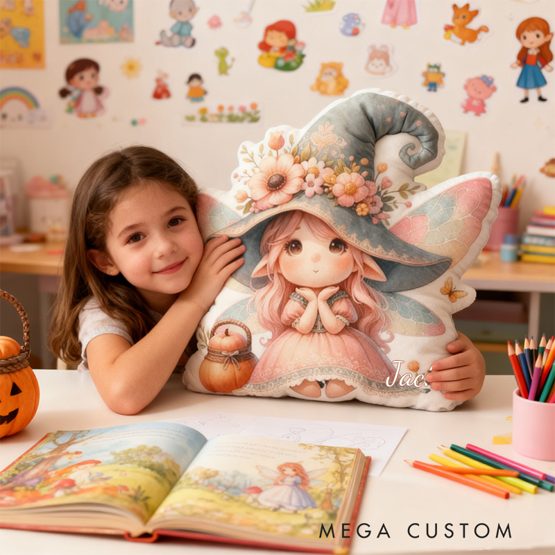 Personalized Cute Garden Fairy Throw Pillow Fairy Pillow with Name for Kids Girl Boy Gardener Christmas Gifts Loving Room Decor
