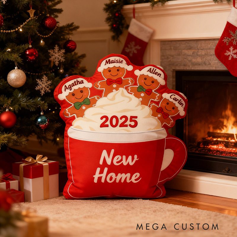 Personalized Gingerbread Family Christmas Pillow for New Home Gift  Housewarming Gift 