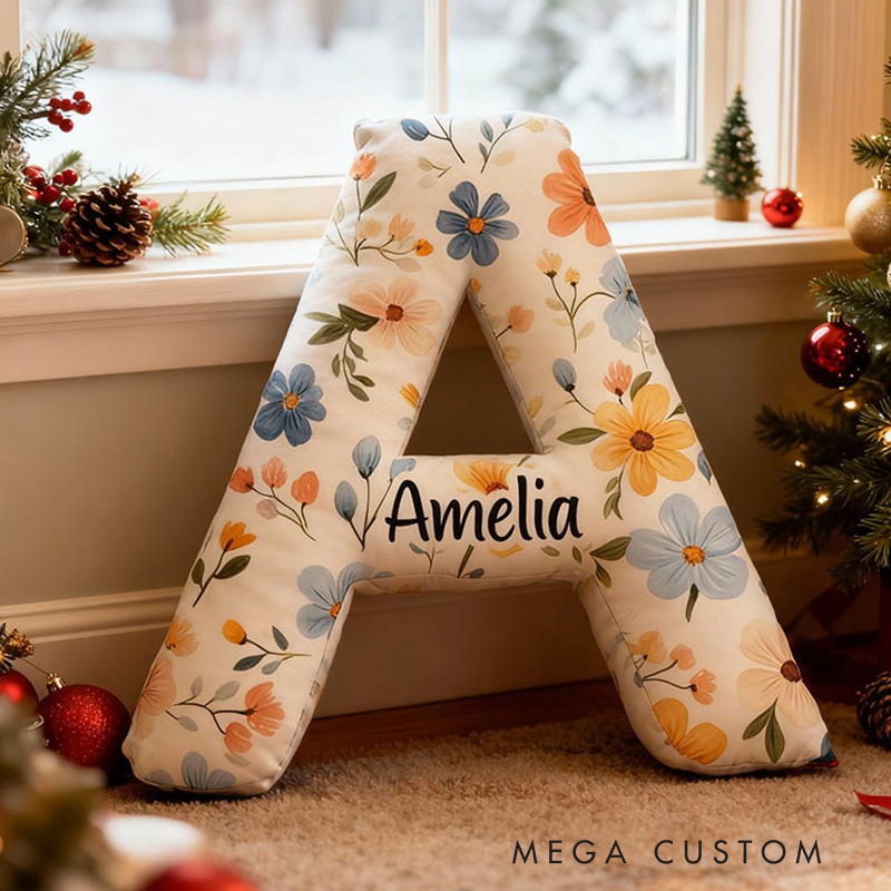 Personalized Letter Pillow Graphic 3D Print Garden Floral Custom Name Pillow Gift for Girls Gardening Lovers Gift 