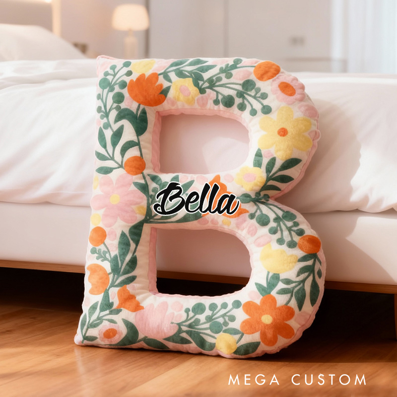 Personalized Letter Pillow Custom Vibrant Floral Design Soft Plush Cushion Stylish Home Decor Housewarming Gifts