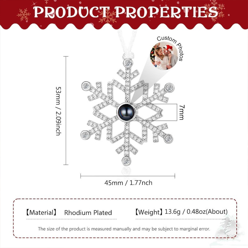Personalized Family Projection Ornament Christmas Photo Projection Ornament Snowflake Ornament Hanging Tree Decor Memorial Christmas Gift
