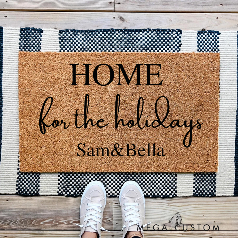 Personalized Holiday Doormat Home for The Holidays Custom Doormat Durable Coir Welcome Mat Festive Entryway Decor Perfect Gift For Housewarming