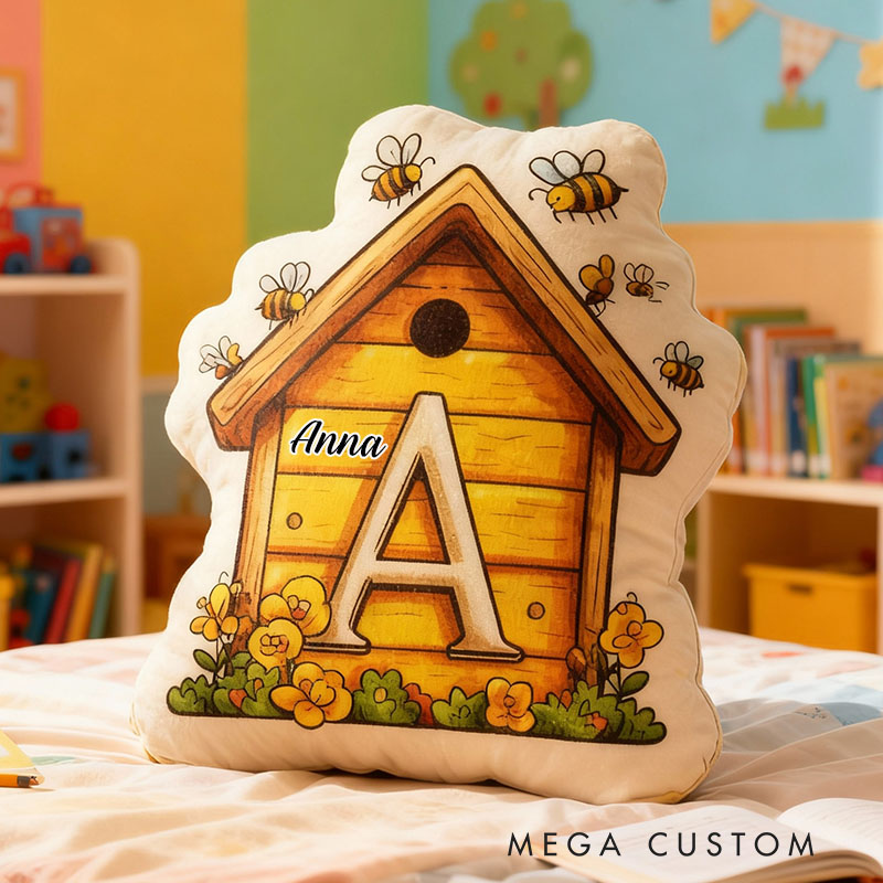 Personalized Bee Themed Pillow Custom Beehive And Floral Design Home Decor Perfect Gift For Bedrooms Living Rooms Or Kids Graphic 3D Print