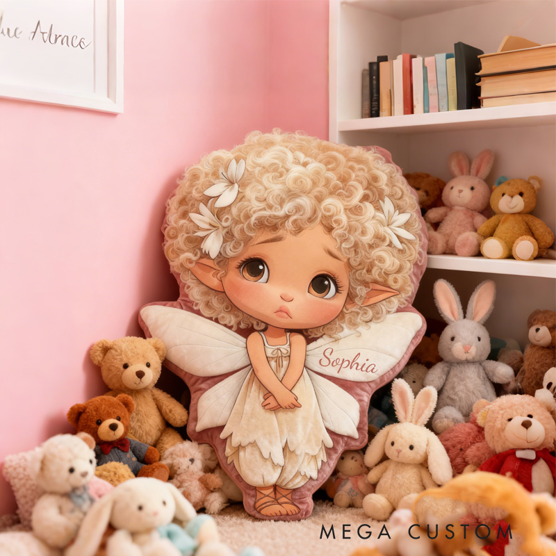 Personalized Princess Fairy Throw Pillow Garden Fairy Pillow with Name Little Girl Fairies Pillow for Kids Girl Boy Gardener Christmas Gifts Loving Room Decor