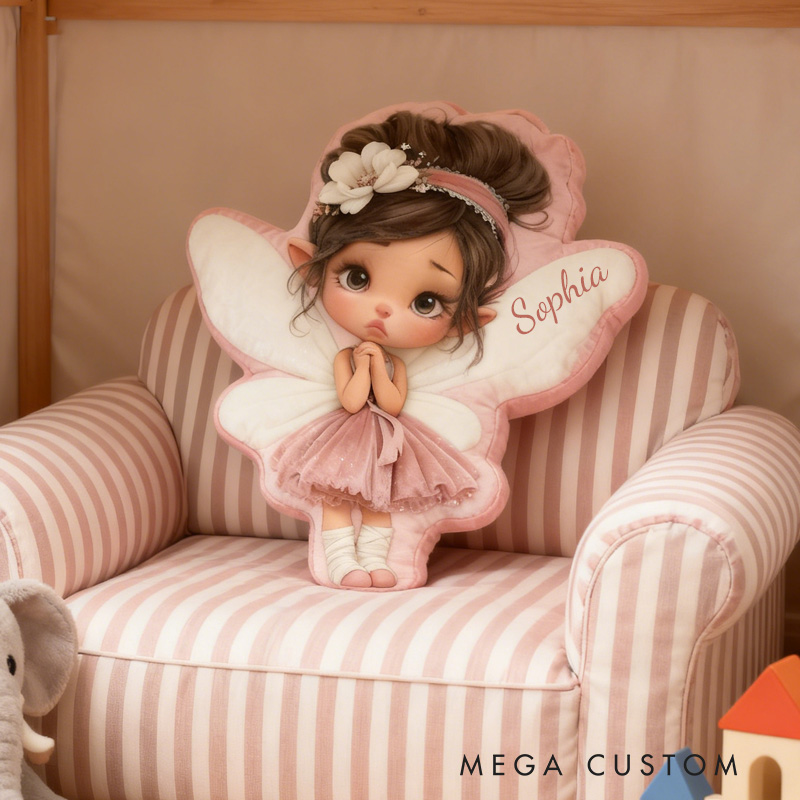 Personalized Princess Fairy Throw Pillow Cute Fairy Pillow with Name Little Girl Fairies Pillow for Kids Girl Boy Gardener Christmas Gifts Loving Room Decor