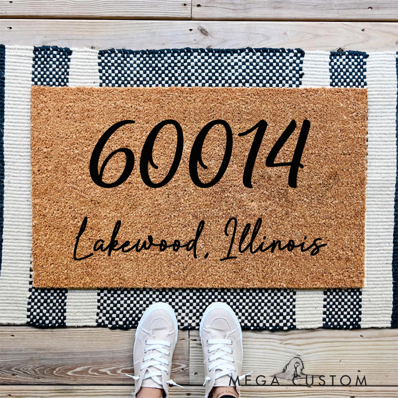 Personalized Lakewood Illinois Zip Code Custom Doormat Zip Code And City Welcome Mat Stylish Home Entryway Decor Perfect Gift For Housewarming
