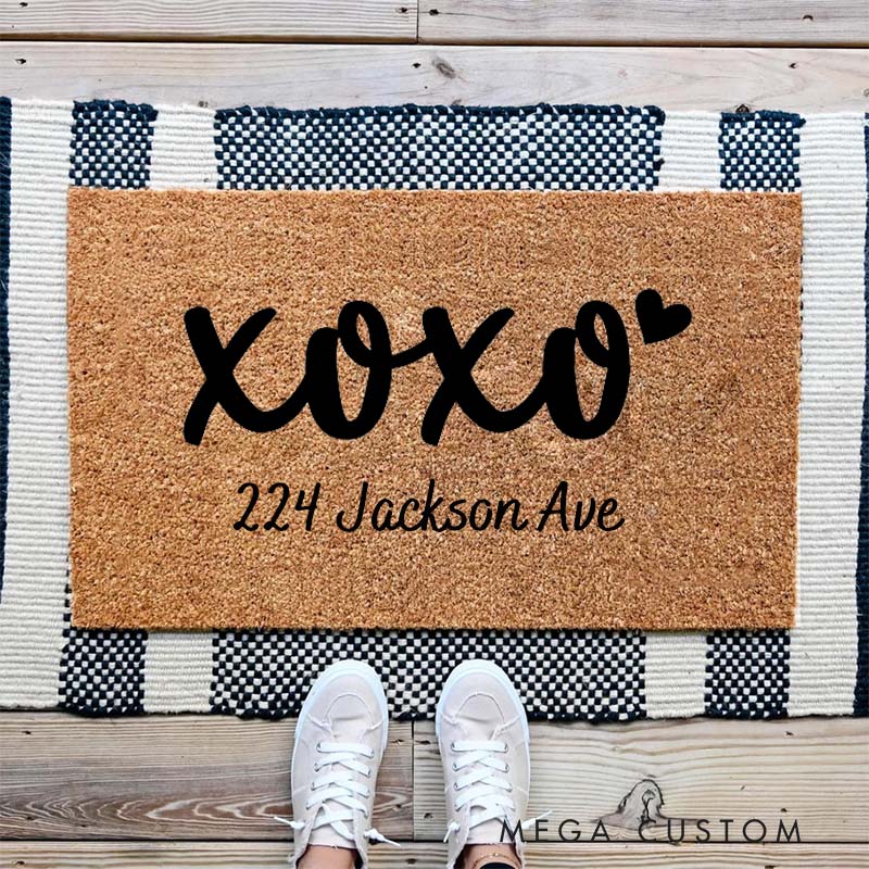 Personalized XOXO Doormat Custom Address Design Durable Coir Welcome Mat Stylish And Fun Home Entryway Decor Perfect Gift For Housewarming Or New Home