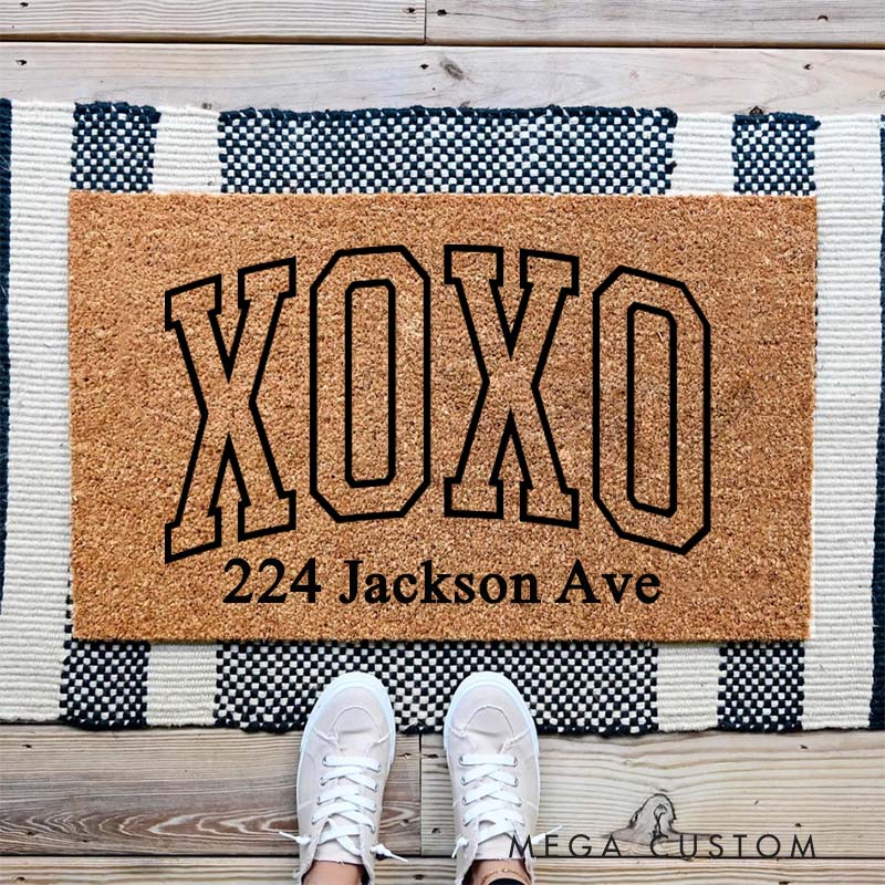Personalized XOXO Doormat Custom Couple Address Design Welcome Mat Modern And Stylish Home Entryway Decor Perfect Gift For Housewarming