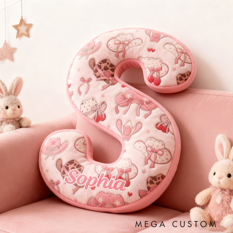 Personalized Cute Western Cushion Pillow Coquette Cowgirl Pillow Girly Decor Gift for Kid Outdoor Adventure Enthusiasts
