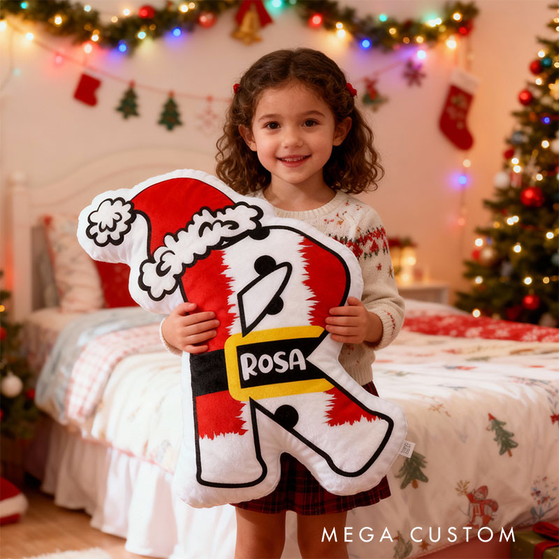 Personalized Letter Pillow Santa Claus Hat Element Design Christmas Gift for Kids Christmas Gifts