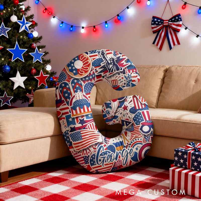 Personalized Letter Pillow with National Flag Print Fun Flag Decoration for the Holidays