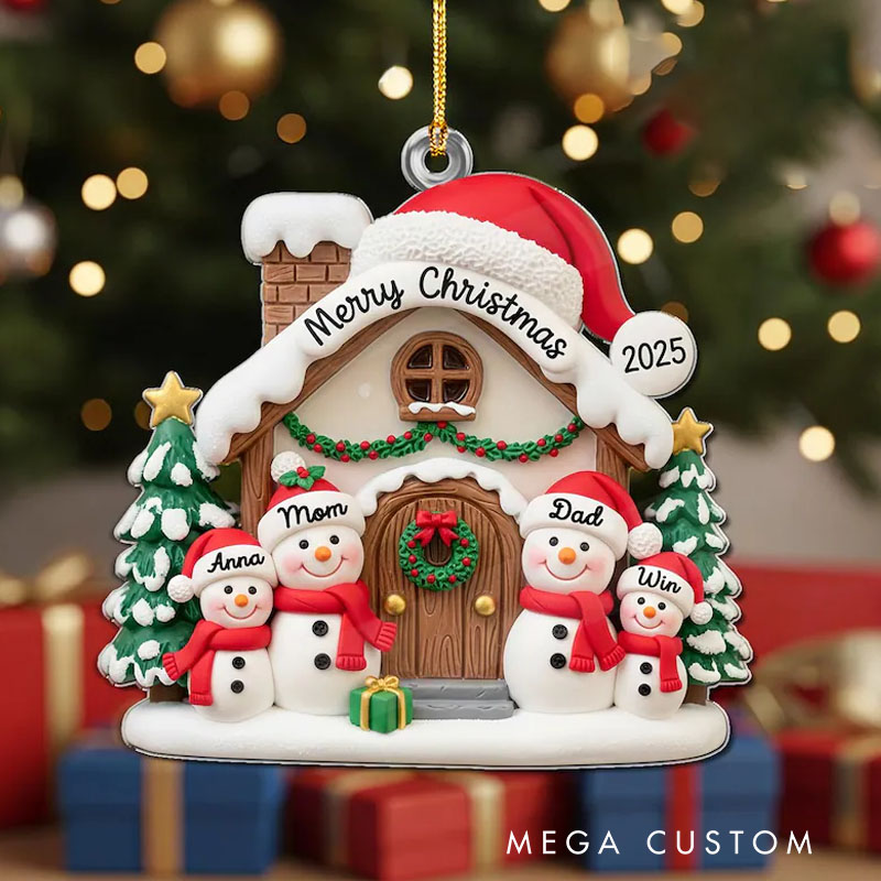 Personalized Snowman Family Ornament Kids Christmas Ornament Acrylic Snowman Family Hanging Ornament Keepsake For Family Memories