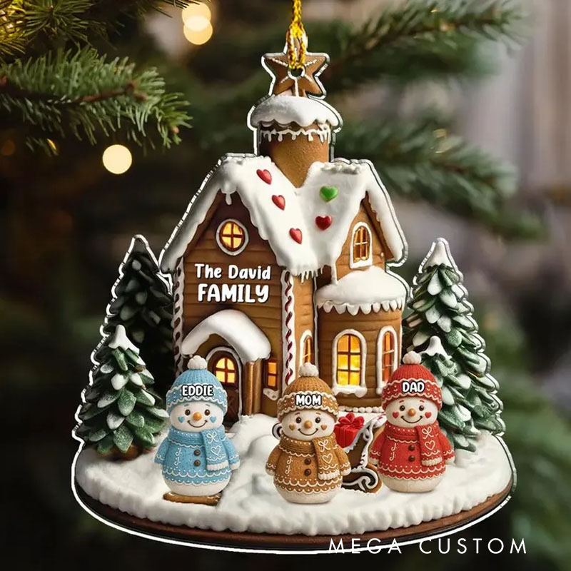 Personalized Family Farm Life Custom Acrylic Ornament Christmas Gifts For Family Snowman Family Christmas Ornament