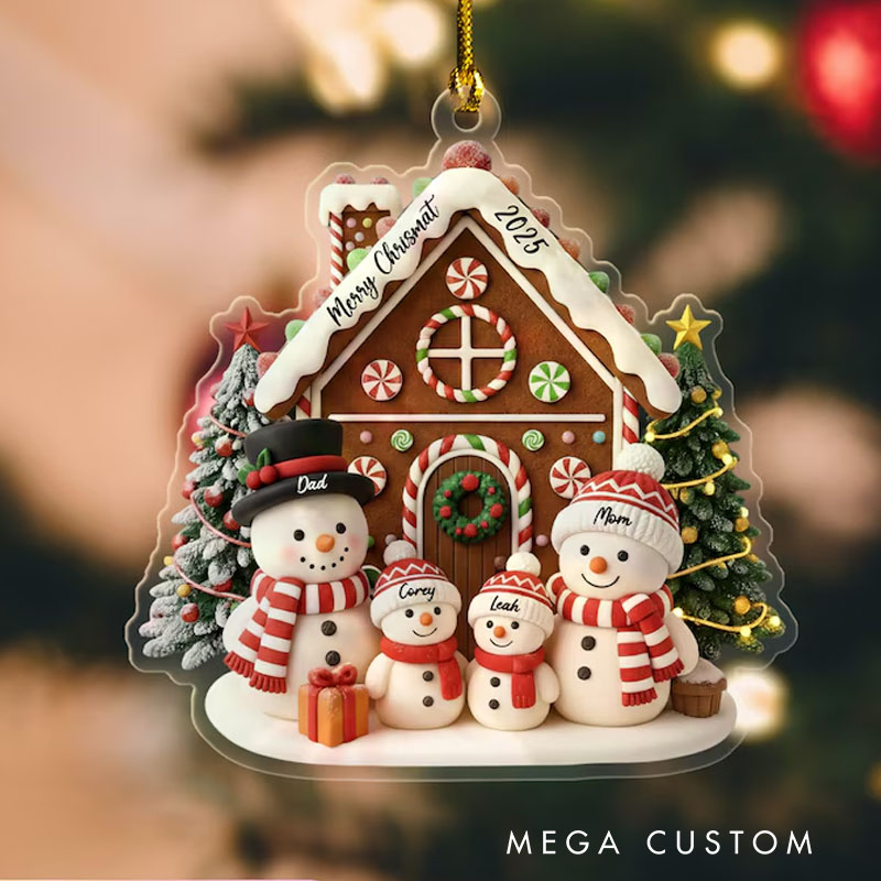 Personalized 3-6 Family Christmas Ornament Acrylic Snowman Family Hanging Ornament Christmas Gift for Family Christmas Decorations