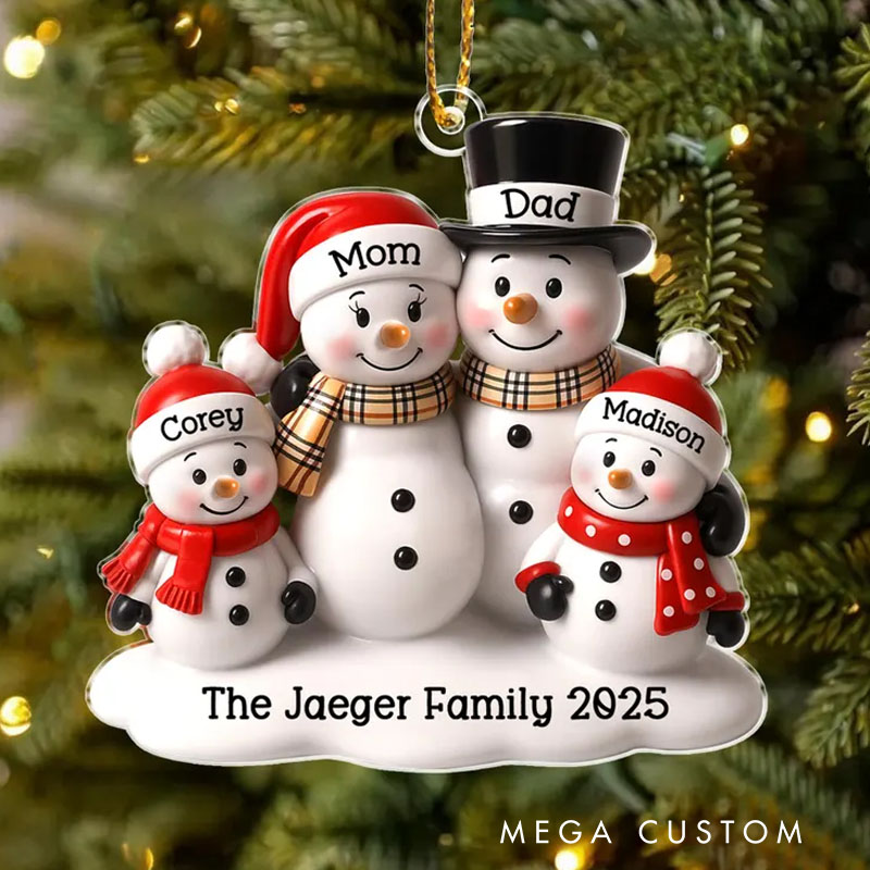 Personalized Snowman Family Ornament Custom 2D Flat Family Christmas Ornament 2025