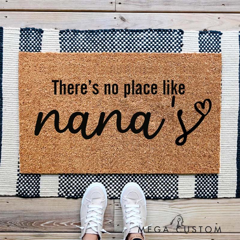 Personalized There Is No Place Like Home Doormat Housewarming Gift Welcome Mat for New Home Natural PVC Free Door Mat Indoor Outdoor Family Decor Rug