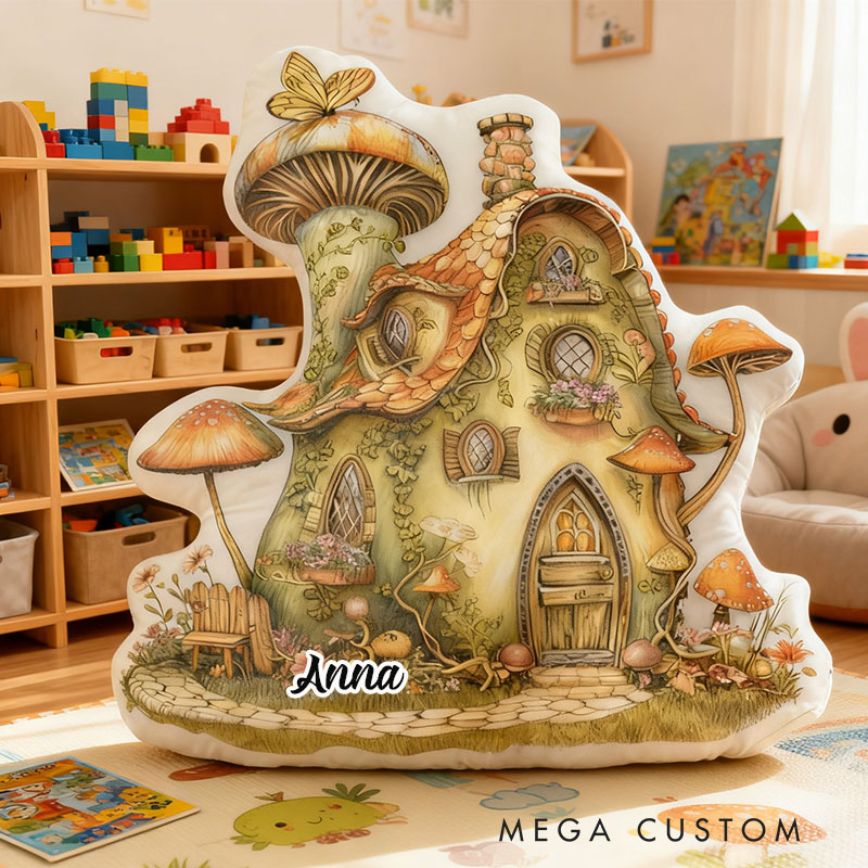 Personalized Fairy Tale Mushroom House Pillow Home Decor Perfect Gift For Kids Bedrooms Playrooms Or Living Spaces Graphic 3D Print