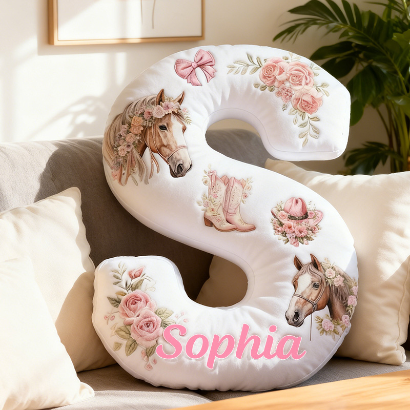 Personalized Floral Cute Western Cushion Pillow Coquette Cowgirl Pillow Gift for Kid Outdoor Adventure Enthusiasts