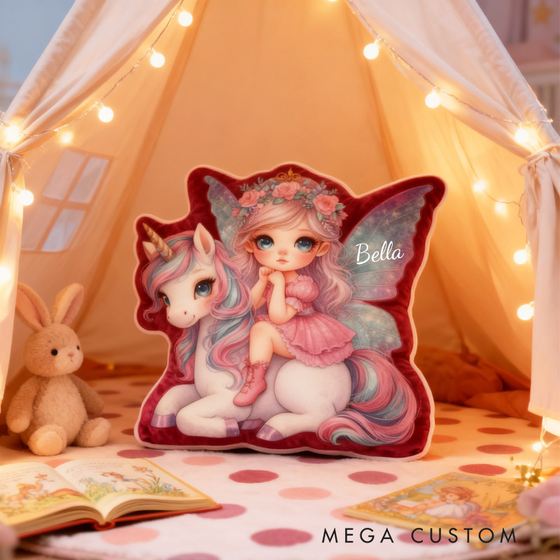 Personalized Dream Horse Throw Pillow Graphic 3D Print Fairy Pillow with Name Fairies Pillow for Kids Girl Boy Gardener Christmas Gifts Loving Room Decor