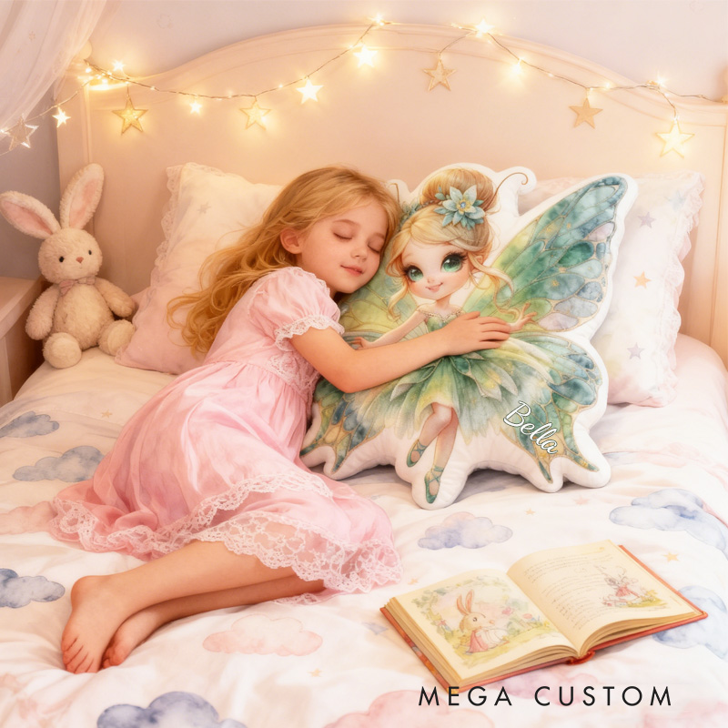 Personalized Butterfly Fairy Throw Pillow Graphic 3D Print Garden Fairy Pillow with Name Pillow for Kids Girl Boy Gardener Christmas Gifts Loving Room Decor