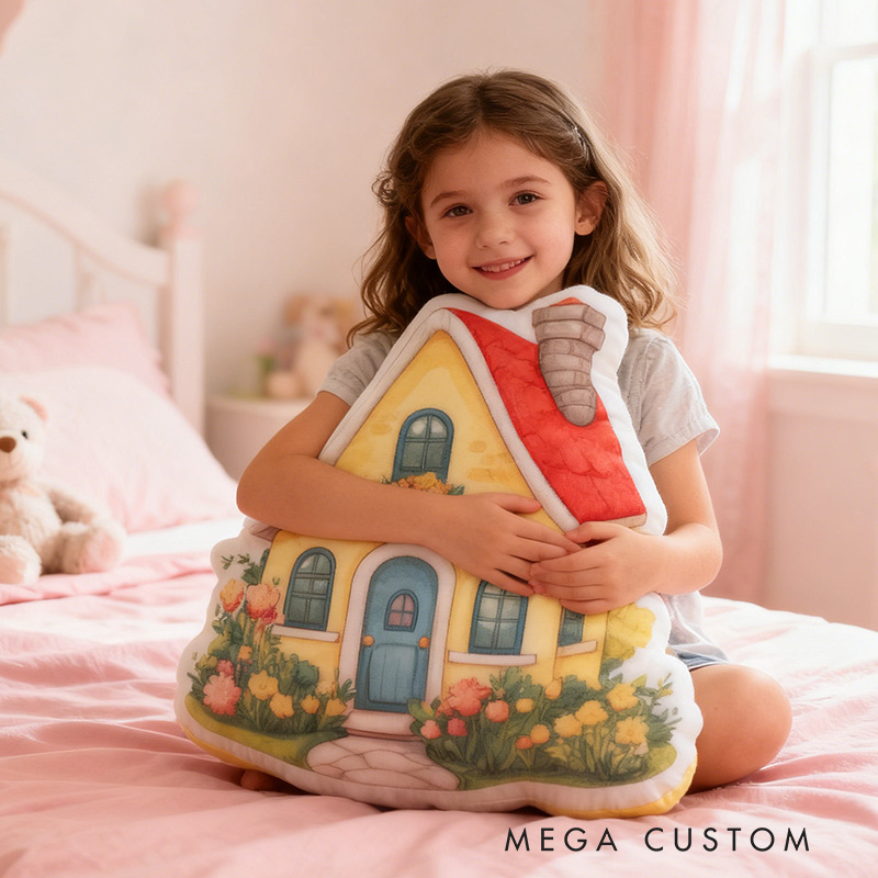 Personalized Cute Cottage House Pillow Graphic 3D Print Custom Name Pillow Gift for Girls Famlily Housewarming Gift Cozy Home Decor