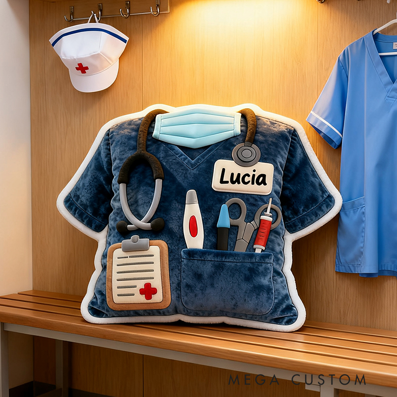 Personalized Nurse Uniform Pillow Custom Name Shaped Plush Appreciation Gift for Nurses