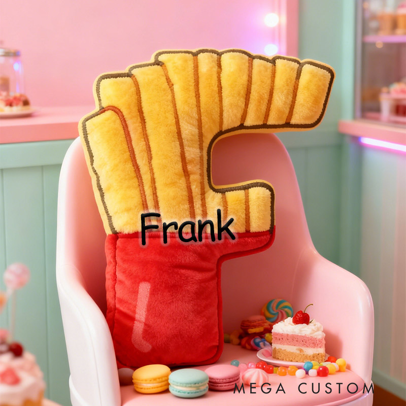 Personalized Crispy Letter Fry Initial Pillow Graphic 3D Print Pillow with Name for Baker Loving Room Decor
