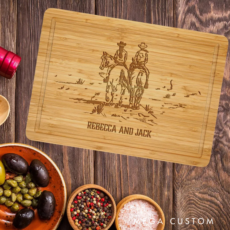 Personalized Cowboy Cutting Board Cowboy and Cowgirl Board Western Decor Gift Horse Lover Outdoor Lovers Gift