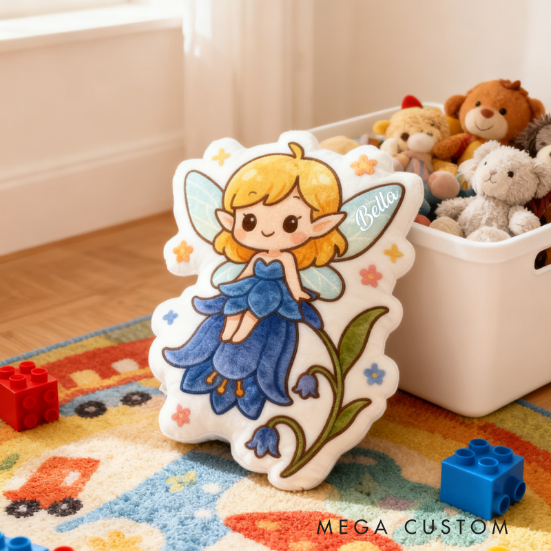 Personalized Flower Fairy Throw Pillow Graphic 3D Print Garden Fairy Pillow with Name Pillow for Kids Girl Gardener Christmas Gifts Loving Room Decor