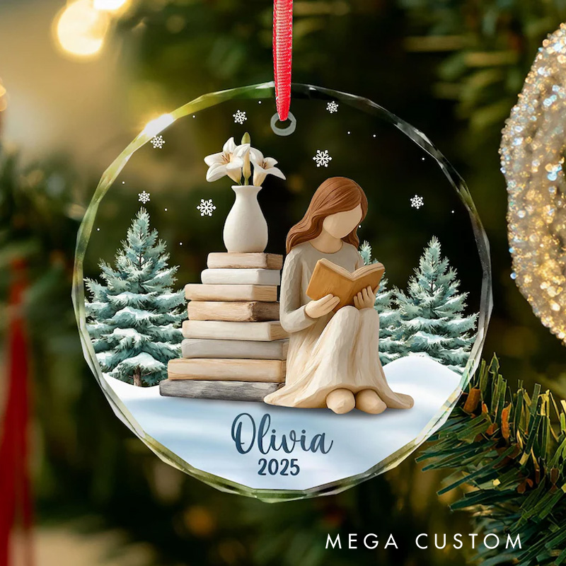 Personalized Book Lover Ornament Custom Girl Reading Ornament Just a Girl Who Loves Books Christmas Ornament 2025