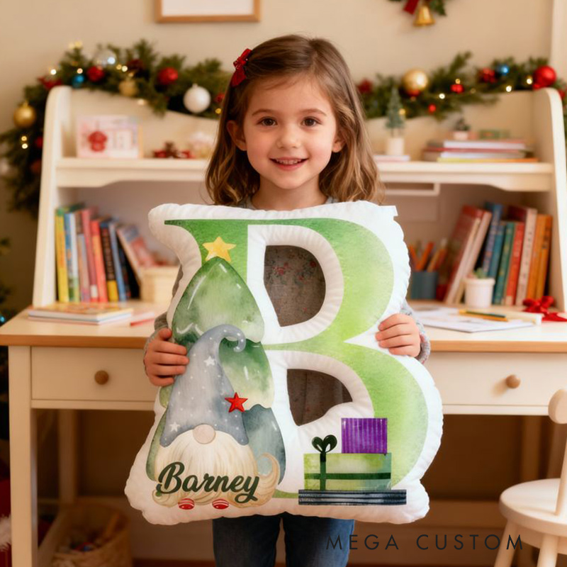 Personalized Initial Pillow Watercolor Style Elf Pillow Custom Name Pillow for Girls Family Gift 