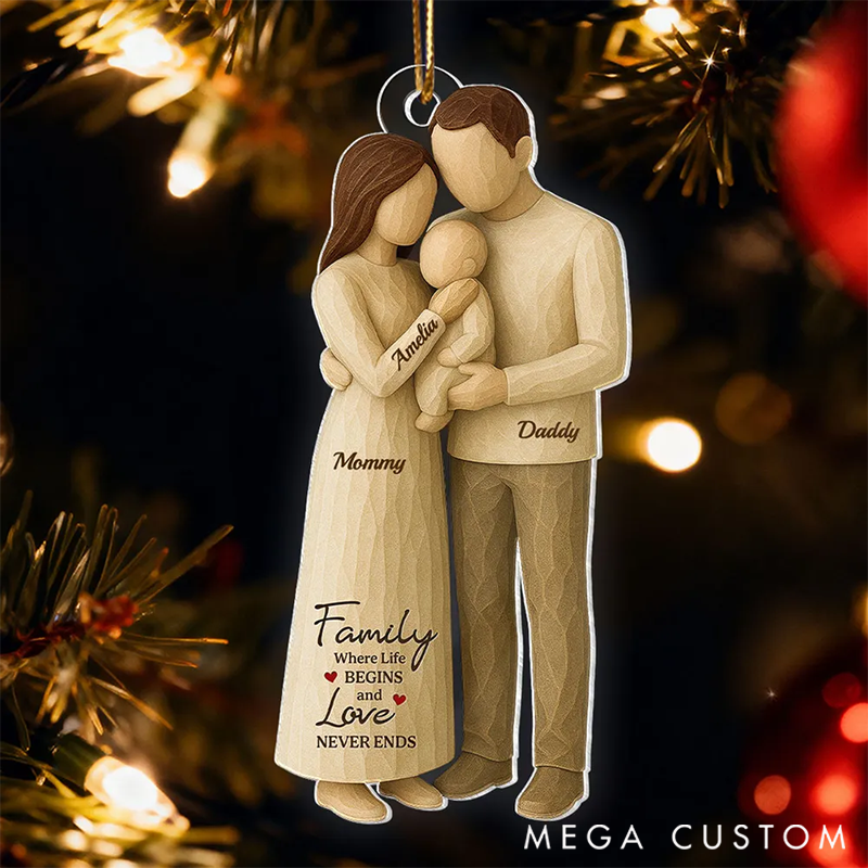 Personalized Family Love With Baby Ornaments Heartwarming Christmas Gift For Baby, For Couple, For Family