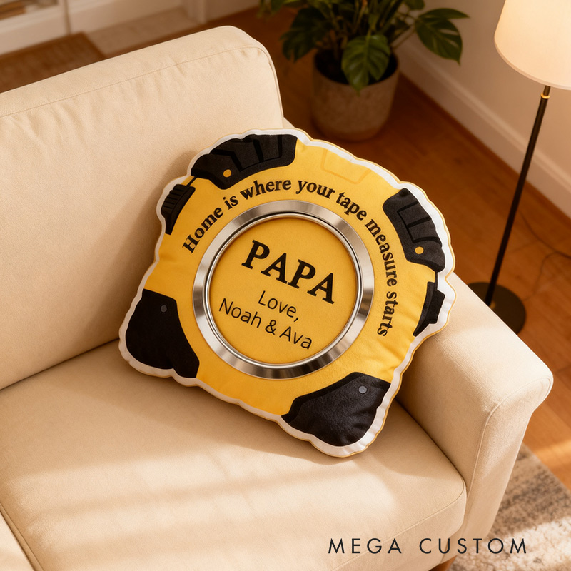 Personalized Measuring Tape Tool Themed Plush Pillow Housewarming Gift