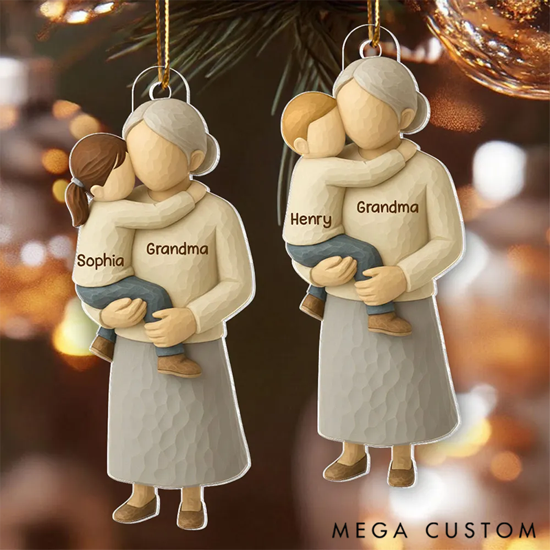 Personalized Grandpa Hugging Grandkid Ornaments Heartwarming Christmas Gift for Grandma