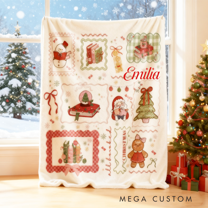 Personalized Christmas Book Soft Throw Blanket with Name Book Lover Blanket Birthday Gift for Bookish Bookworm