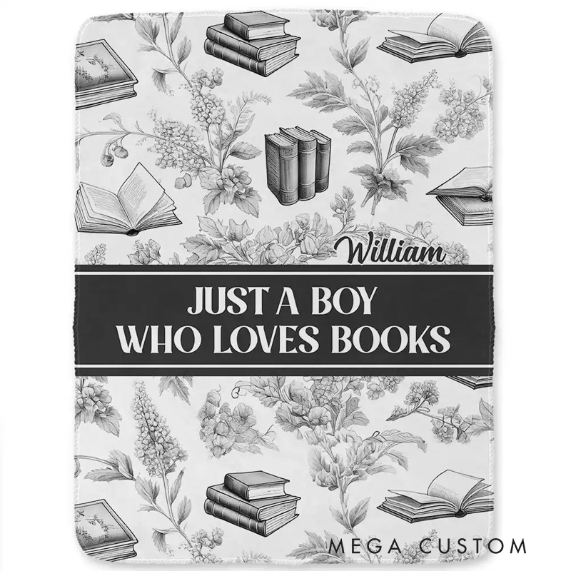 Personalized Just a Girl Who Loves Books Soft Throw Blanket with Name Book Lover Blanket Reader Birthday Gift for Women Girl Bookish Bookworm