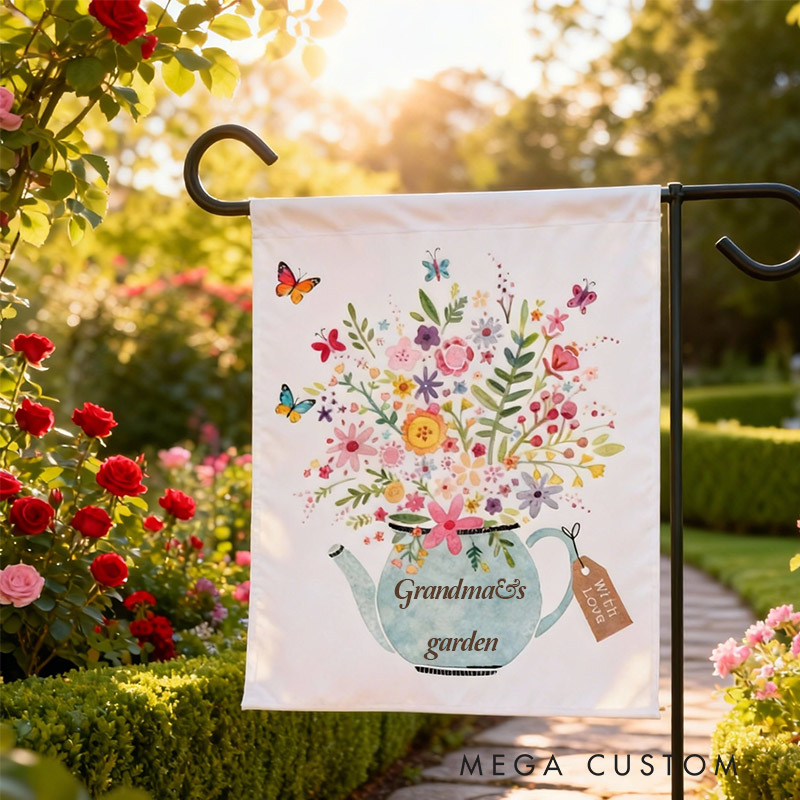 Personalized Watering Can Blossoms Garden Flag Yard Flag Spring Garden Flag Summer Decor Double Sided for Garden Lovers