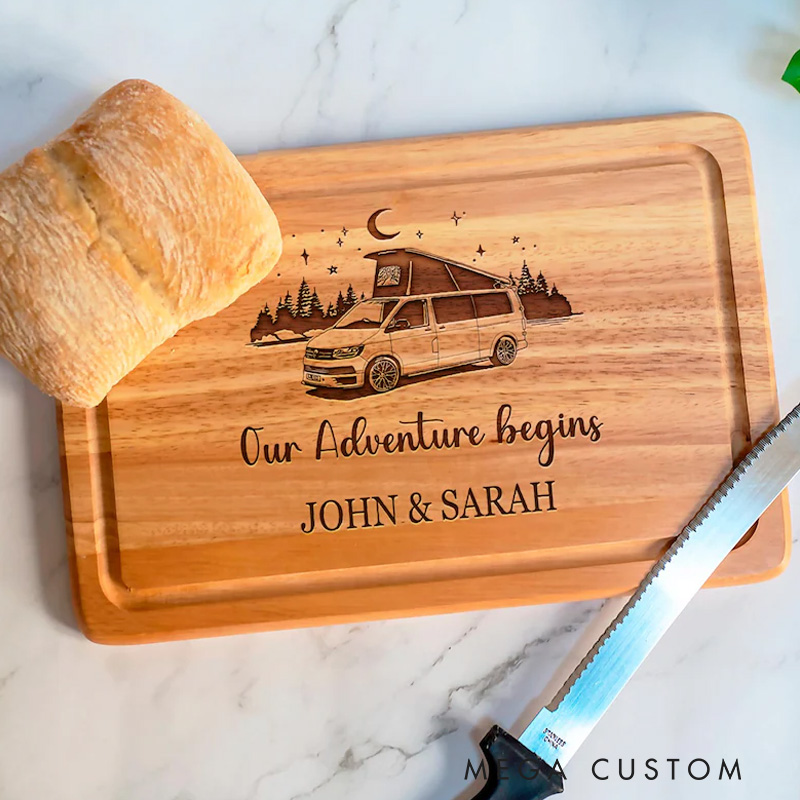 Personalised Transporter Camper Van Pop Top Campervan Chopping Board Gift Couple Outdoor Lovers Gift
