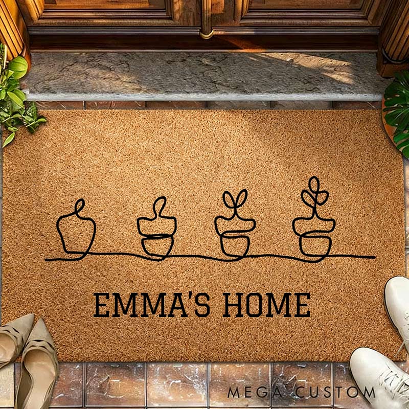 Personalized One line growing plant Doormat for Garden Lovers